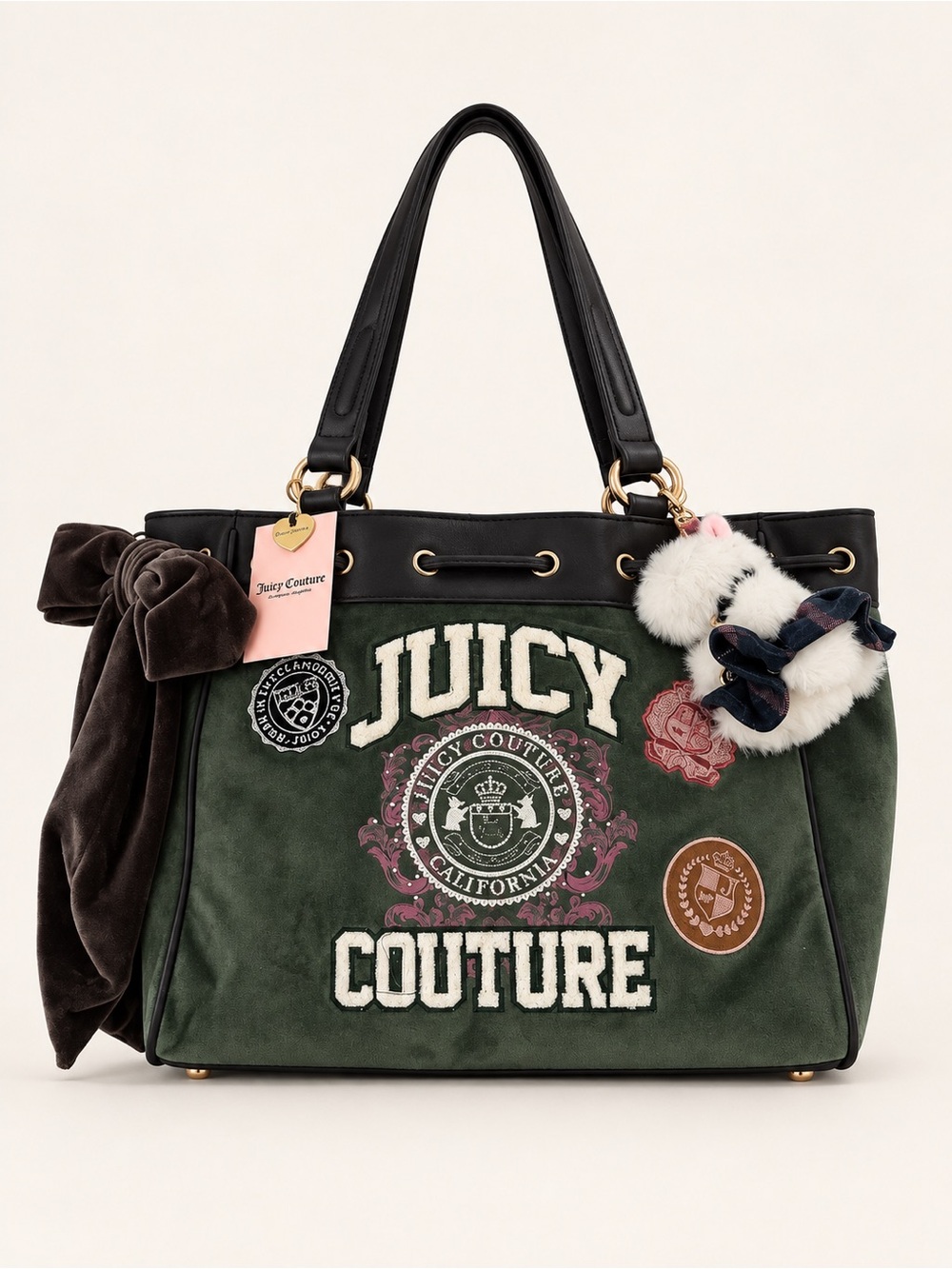 NWT Juicy Couture Varsity Daydreamer Green Velour Tote